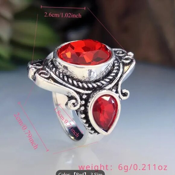 Red Ruby Zirconia Stainless Steel Ring Size 8 - Picture 4 of 4